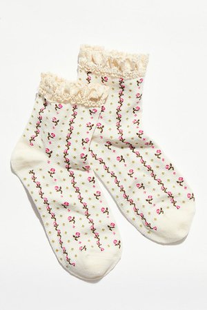 Rosebud Waffle Knit Ankle Socks | Free People