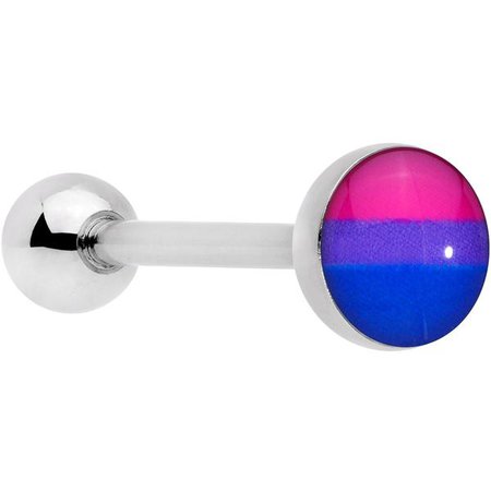 Pink Purple Blue Bisexual Pride Flag Barbell Tongue Ring – BodyCandy