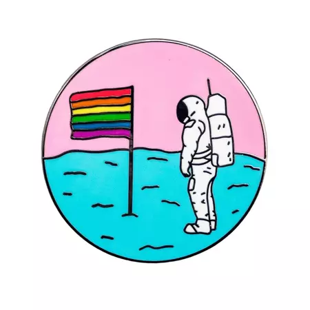 Queer Moon Enamel Pin || prettybadco Etsy