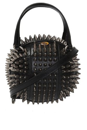 *clipped by @luci-her* Gucci Spiked Mini Tifosa Sphere 858110 Black Leather Cross Body Bag - Tradesy