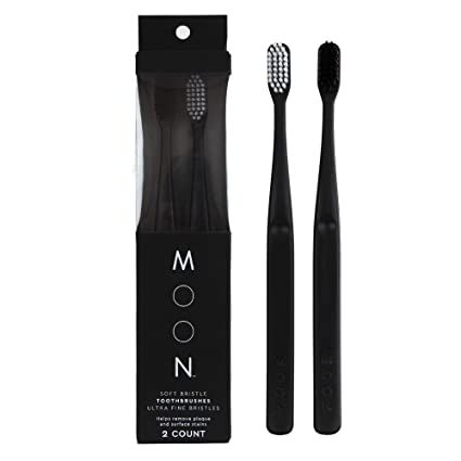 Moon Toothbrushes, Soft Bristle, White and Black Sleek Toothbrushes, 2 Pack : Health & Household