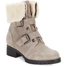 Karl Lagerfeld Paris Women's Belda Sherpa-Lined Lace-Up Suede Ankle Boots