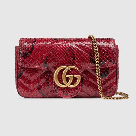 Red GG Marmont python super mini bag | GUCCI® TR