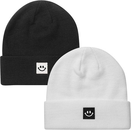 Paladoo Knit Beanie Hat White/Black 2Pack at Amazon Men’s Clothing store