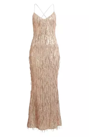 Lulus Endless Festivities Sequin Fringe Gown | Nordstrom