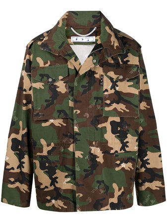 Off-White camouflage-print zip-up bomber jacket