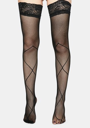 *clipped by @luci-her* Sexy Fishnet Bow Tie Thigh High Socks - Black | Dolls Kill