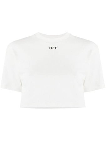 Off-White logo-print cropped T-shirt
