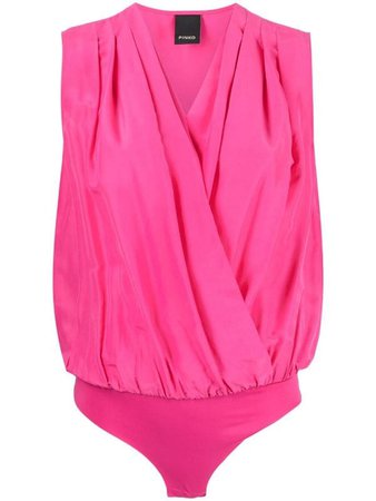 Shop pink Pinko draped-wrap bodysuit with Afterpay - Farfetch Australia