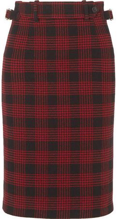Buckled Checked Tweed Skirt