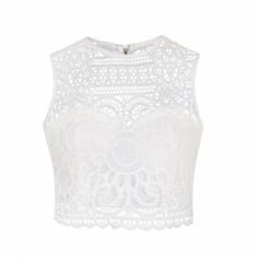 Ally Fashion Lace crop top ($26) ❤ liked on Polyvore featuring tops, shirts, crop tops, tank tops, lace bustier top, white lac… | Bustiers/Cropped Tops | Lace …