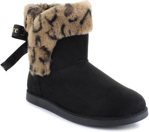 Amazon.com: Juicy Couture Women's King Slip On Winter Boots Warm Winter Booties Black Micro/Leopard 6 : Everything Else