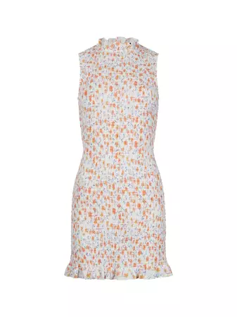 Camille Verona Crepe Smock Dress Summer White | French Connection US
