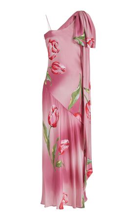 Floral-Printed Asymmetric Silk Maxi Dress By Rodarte | Moda Operandi