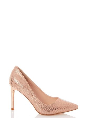 *Quiz Rose Gold Glitter Toe Court Shoes | Dorothy Perkins