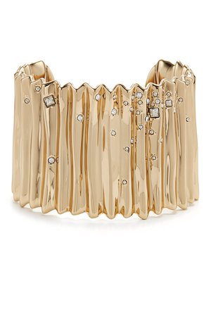 Gold and Crystal Pleated Cuff by Alexis Bittar for $40 | Rent the Runway