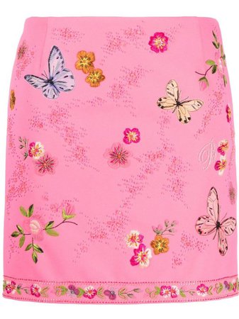 Blumarine Butterfly Embroidered Skirt - Farfetch