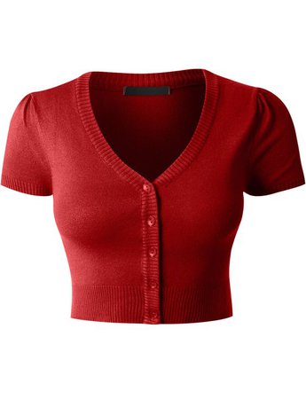 Red Short Sleeve Bolero Cropped Knit Cardigan
