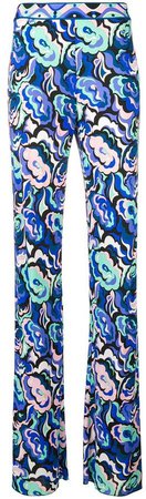 abstract floral bootcut trousers