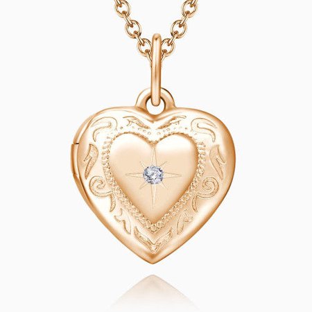Halloween Embossed Printing Heart Locket Necklace Rose Gold Plated1
