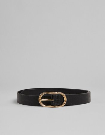 Faux leather mock croc belt with buckle - Accessories - Woman | Bershka