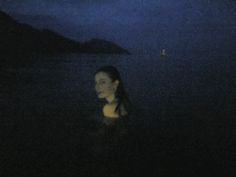 Night Ocean Woman Swimming Dark Beach