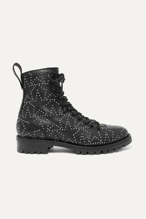 Black Cruz studded textured-leather ankle boots | Jimmy Choo | NET-A-PORTER