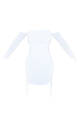 White Bardot Ruched Detail Bodycon Dress | PrettyLittleThing