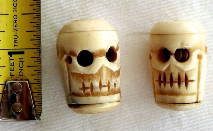 2 Large Old Carved Bone Skull Beads, Bone Beads, Vintage Skull Beads - Etsy