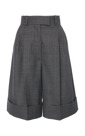 grey checked Bermuda shorts