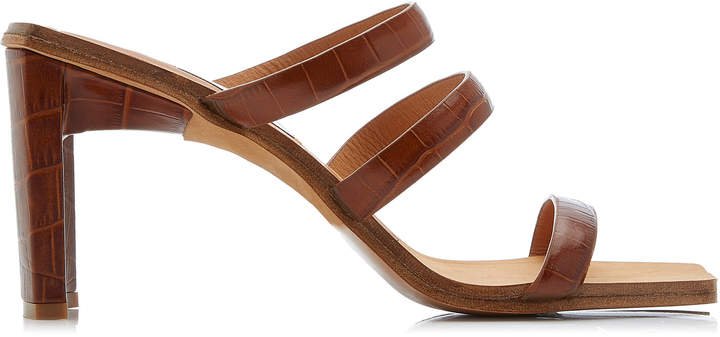 Joanne Croc-Embossed Leather Sandals