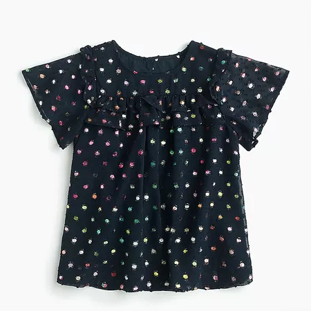 Girls' clip-dot top with ruffles - Girls' T-Shirts | J.Crew