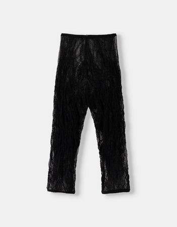 Black lace cropped leggings - New - Women | Bershka