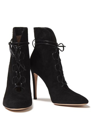 Black Lace-up suede ankle boots | Sale up to 70% off | THE OUTNET | GIANVITO ROSSI | THE OUTNET