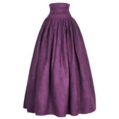 Women Vintage High Waist Long Victorian Skirt Ball Gown Lace Up Maxi Swing Dress | eBay