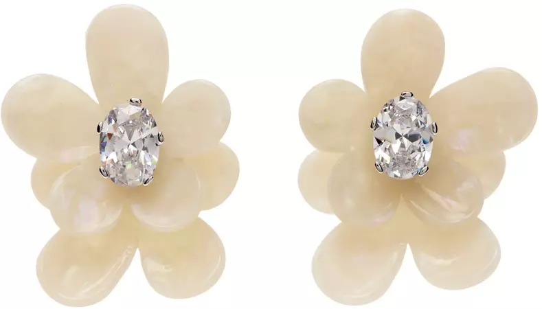 White YVMIN Edition Flower Earrings by Shushu/Tong on Sale