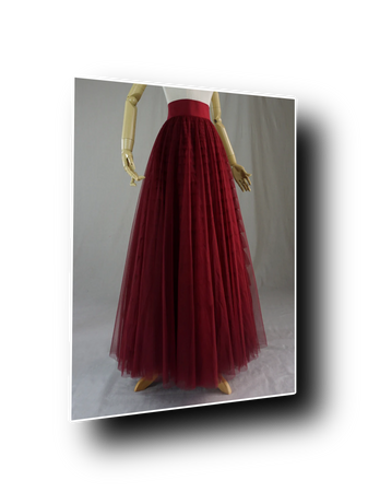 Gala Tulle Skirts, Flowy Long Skirts, Women's A-Line Stretch High Waist Skirts, Layered English Court Skirts, Custom Tulle Skirts