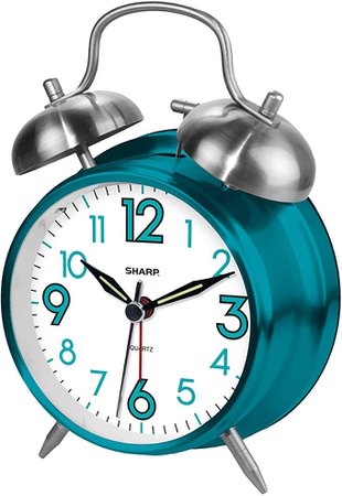 Sharp SPC851 Twin Bell Alarm Clock, Teal, 8": Amazon.ca: Home & Kitchen