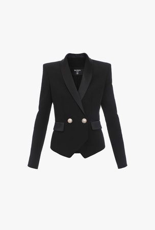 Black Crepe Blazer With Gold Tone Buttons for Women - Balmain.com
