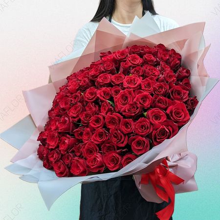 Купить букет 101 красная роза | VIAFLOR