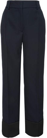 Two-Tone Wool Straight-Leg Trousers