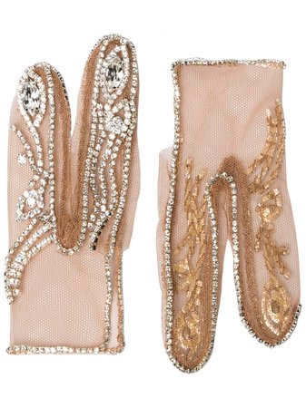 Frolov Crystal-Embellished Two-Finger Gloves | Farfetch.com