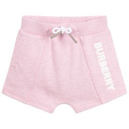 Burberry - Girls Pink Cotton Logo Shorts | Childrensalon