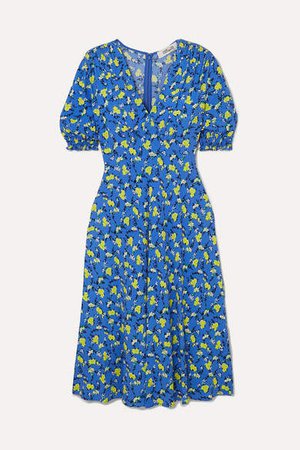Jemma Floral-print Crepe Midi Dress - Blue