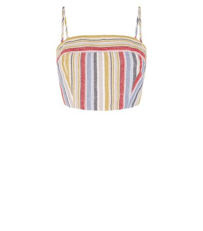 Multicoloured Stripe Linen Look Square Neck Cami | New Look
