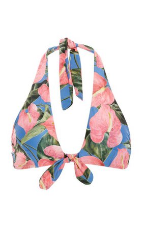 Carambolo Floral-Printed Tie-Detail Bikini Top By Agua By Agua Bendita | Moda Operandi