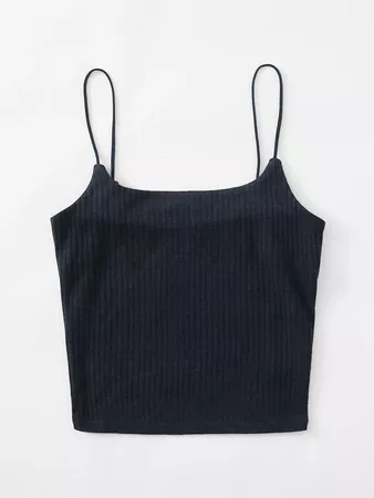Solid Rib-knit Cami Top | SHEIN USA blue