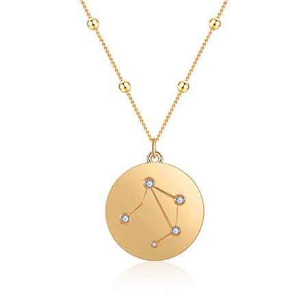 18K Gold Plated Zodiac Necklac, Constellation Pendant Necklace for Girls Women with Gift Box (Leo): Clothing