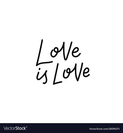 Love is love pride calligraphy quote lettering Vector Image
