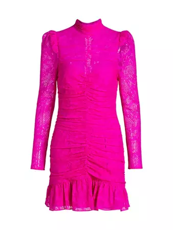 Shop Saylor Marcey Snakeskin Lace Minidress | Saks Fifth Avenue
